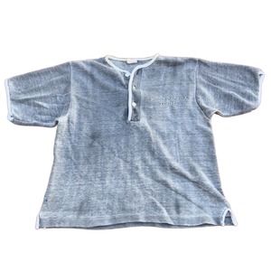 1960s Middle Georgia College Henley Short Sleeve Sweatshirt / Women’s Small *